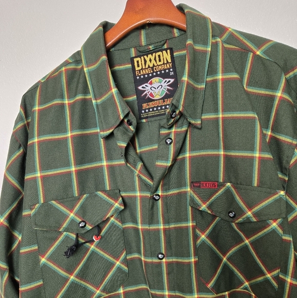 Dixxon Flannel Shirt Flysouljah Green Plaid Men Plus Size 3X New no tag - Picture 6 of 15